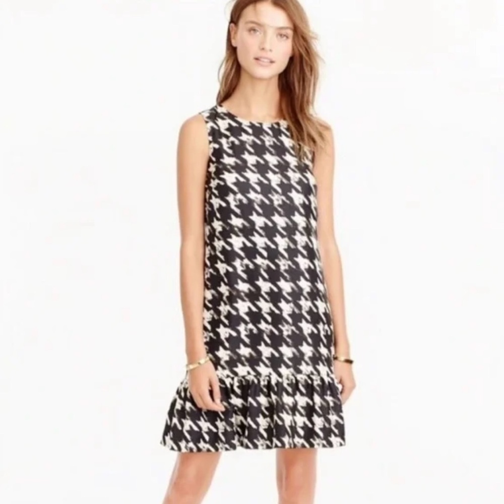 J. Crew Black and White Houndstooth Mini Dress
